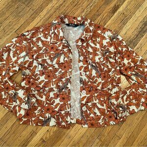 Du Jour Linen blend Giraffe Safari orange jacket/top